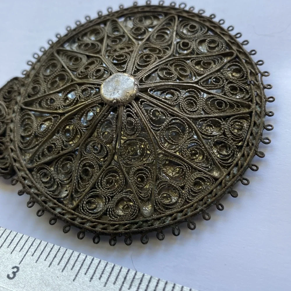 Antique Small Hand Mirror Silver Boudoir Filigree Traditional Art